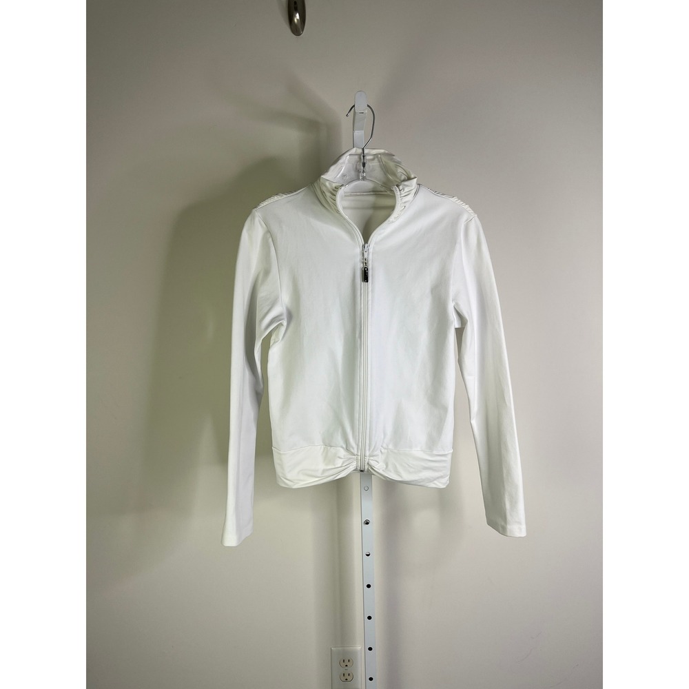 Blue Fish M Full Zip Jacket Ruched Back Mock Neck Athleisure Tennis Y2K Top Chic
